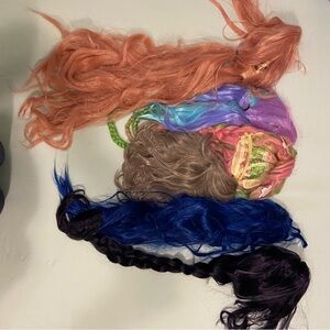 Lot of 6 synthetic cosplay wigs